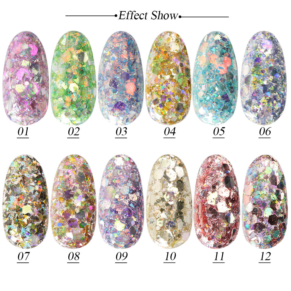 1 Box Nail Mermaid Glitter Flakes Sparkly 3D