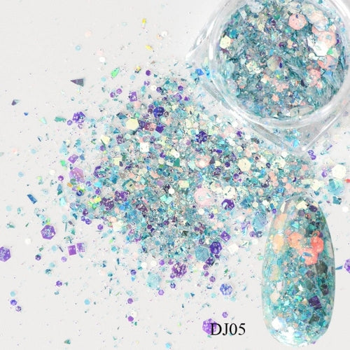 1 Box Nail Mermaid Glitter Flakes Sparkly 3D