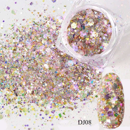 1 Box Nail Mermaid Glitter Flakes Sparkly 3D