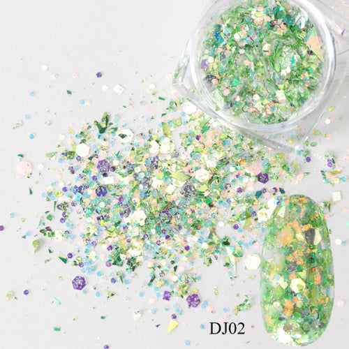 1 Box Nail Mermaid Glitter Flakes Sparkly 3D
