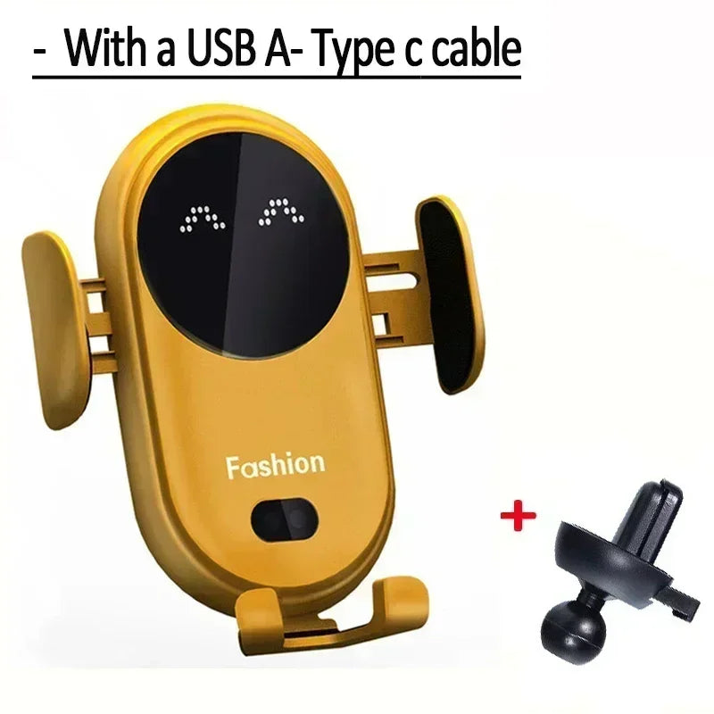 360° Rotation Car Wireless Charger Automatic Clamping Infrared Induction Phone Stand for iPhone 16 15 14 13 Samsung Galaxy S24