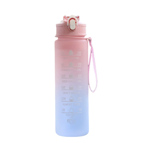 Sports Water Bottle with Time-Tracking Straw Leak Proof Locking Flip