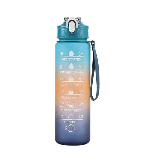 Sports Water Bottle with Time-Tracking Straw Leak Proof Locking Flip