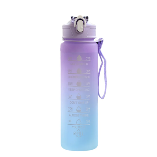 Sports Water Bottle with Time-Tracking Straw Leak Proof Locking Flip