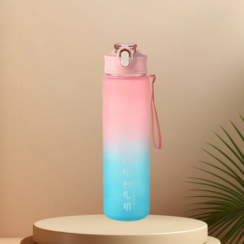 Sports Water Bottle with Time-Tracking Straw Leak Proof Locking Flip