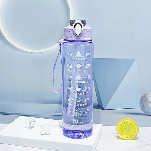 Sports Water Bottle with Time-Tracking Straw Leak Proof Locking Flip
