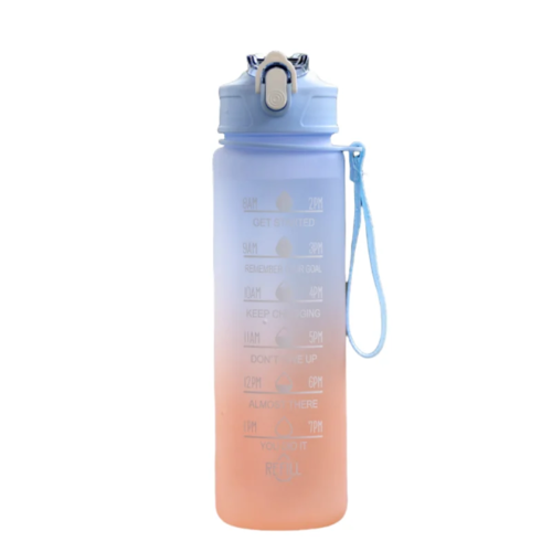 Sports Water Bottle with Time-Tracking Straw Leak Proof Locking Flip