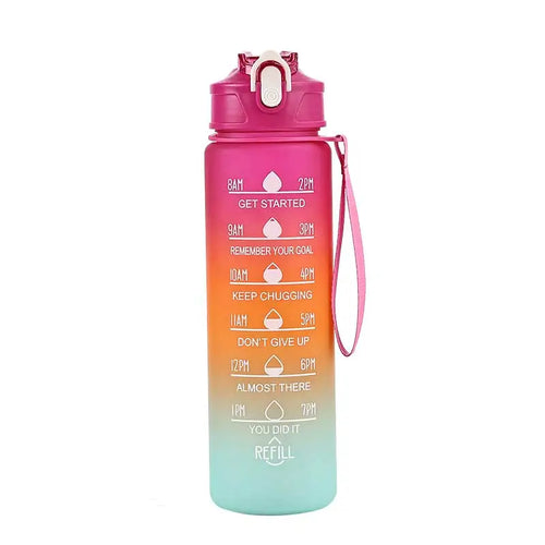 Sports Water Bottle with Time-Tracking Straw Leak Proof Locking Flip