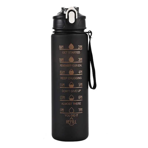 Sports Water Bottle with Time-Tracking Straw Leak Proof Locking Flip