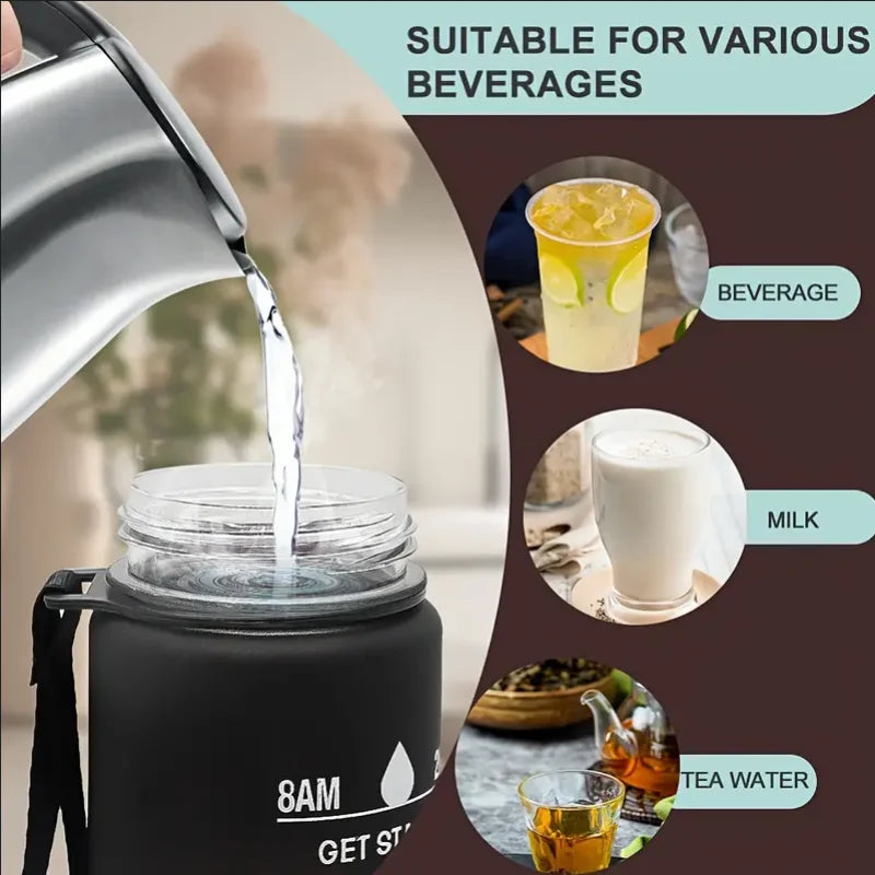 Sports Water Bottle with Time-Tracking Straw Leak Proof Locking Flip