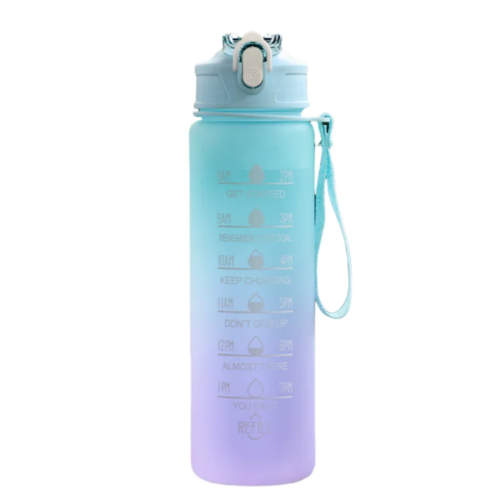 Sports Water Bottle with Time-Tracking Straw Leak Proof Locking Flip