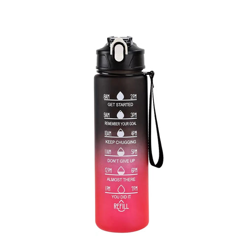 Sports Water Bottle with Time-Tracking Straw Leak Proof Locking Flip