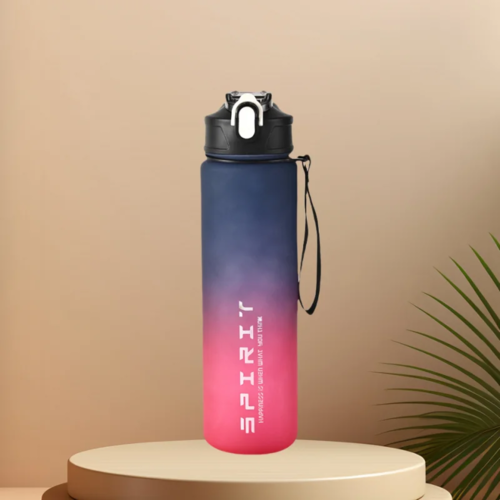 Sports Water Bottle with Time-Tracking Straw Leak Proof Locking Flip