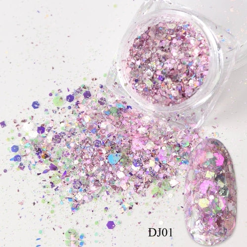 1 Box Nail Mermaid Glitter Flakes Sparkly 3D