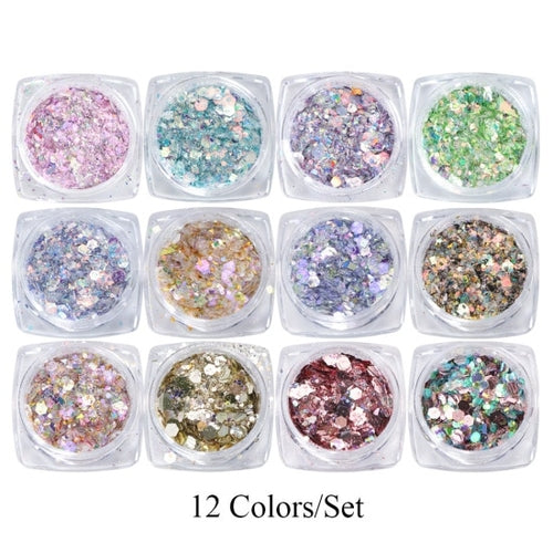 1 Box Nail Mermaid Glitter Flakes Sparkly 3D