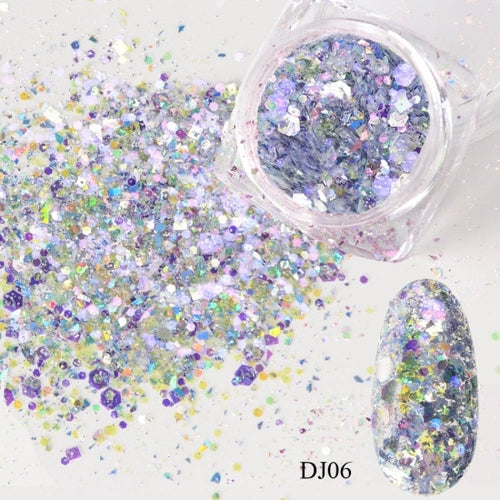 1 Box Nail Mermaid Glitter Flakes Sparkly 3D