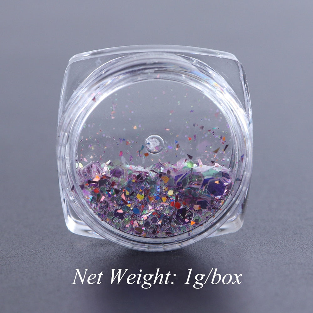 1 Box Nail Mermaid Glitter Flakes Sparkly 3D
