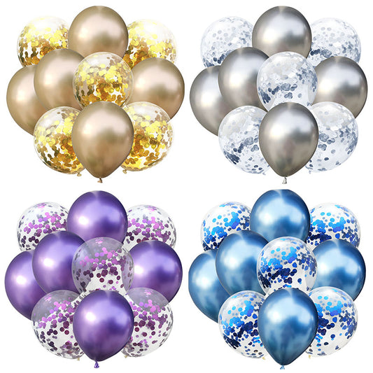 10Pcs Metal Latex Balloons Confetti Balloon Set