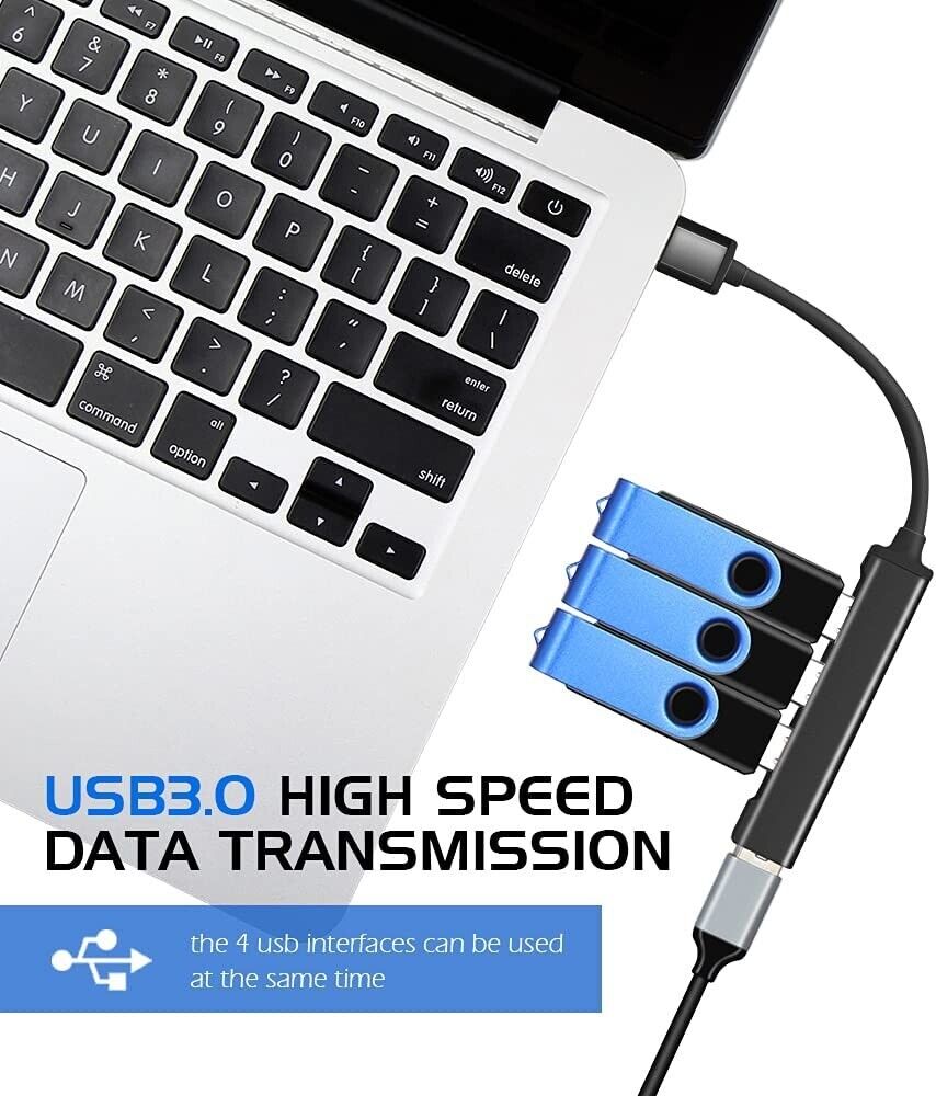 USB-C Type C to USB 3.0 4 Port Hub Splitter For PC Phone Mac iPad