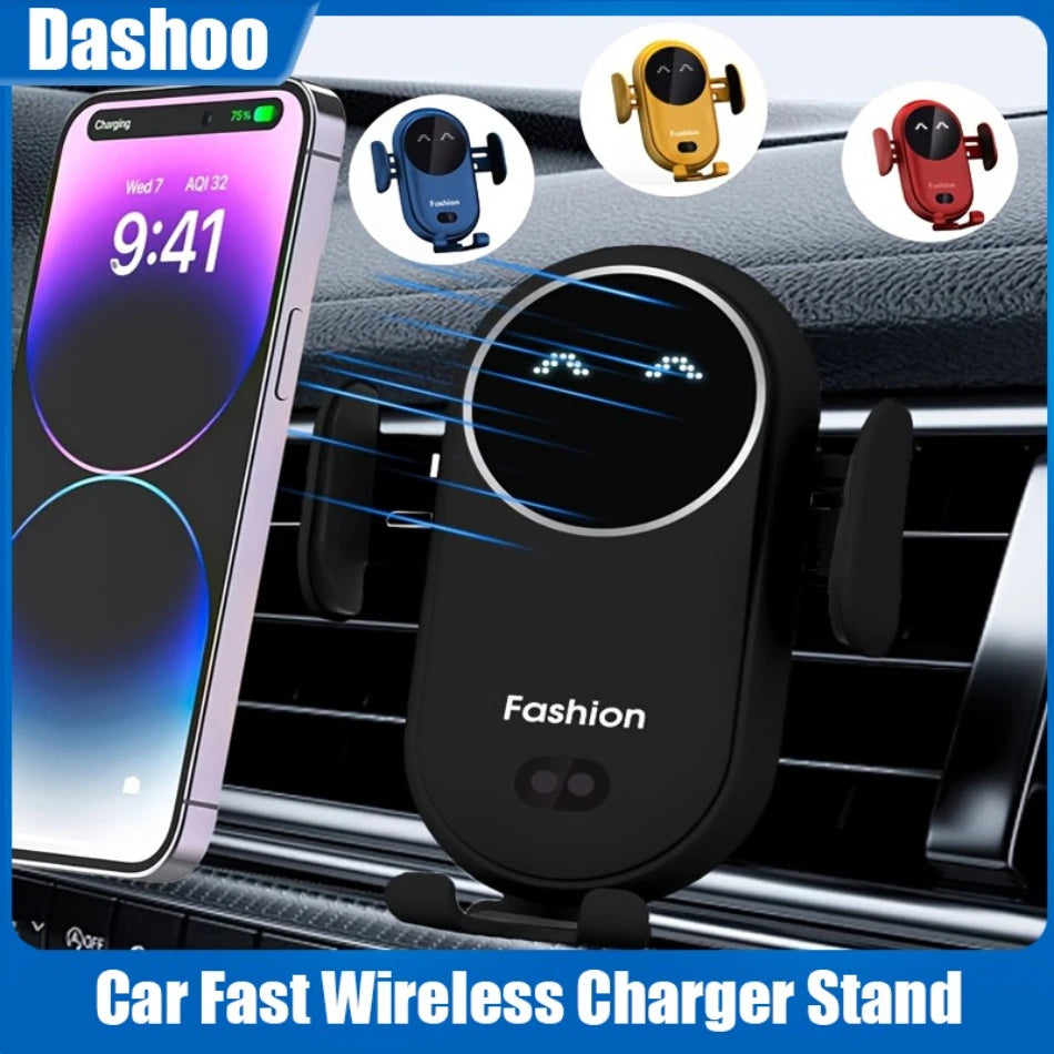 360° Rotatable Infrared Induction Fashion Mount Fast Car Wireless Charger Stand for iPhone 16 15 14 Pro Max Samsung Galaxy S24