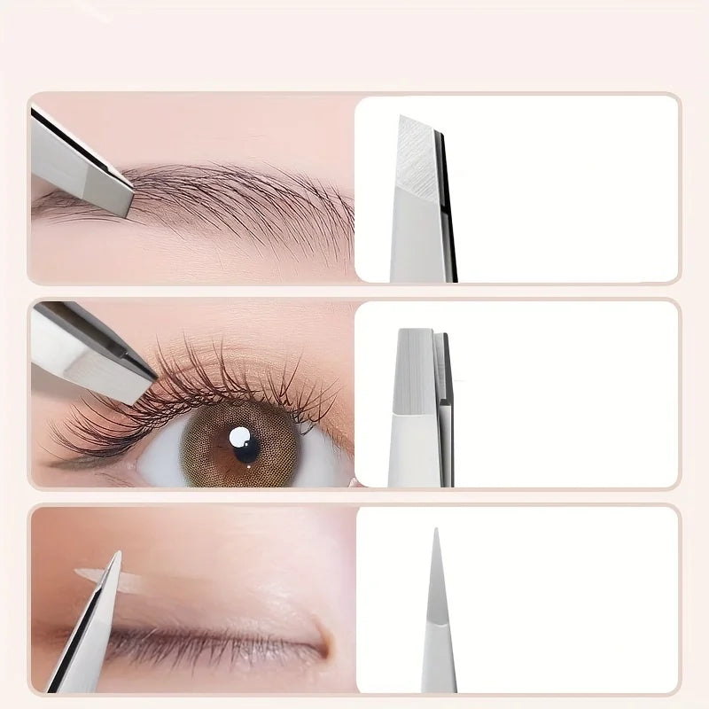 4Pcs Professional Stainless Steel Precision Tweezers - Expertly Crafted for Flawless Eyebrow Shaping, Facial Hair Removalv women