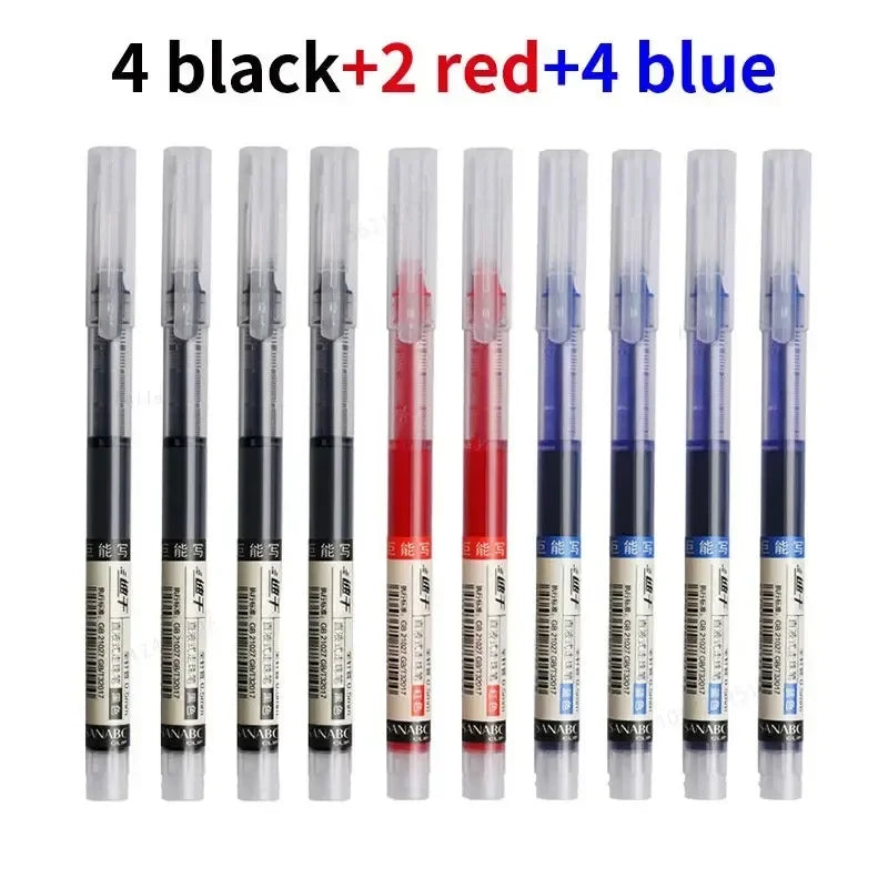10Pcs High Quality Needle Type Gel Pen Straight Liquid Ballpoint Pens Perfect Kawaii Stationery for School/Office Writing Supply